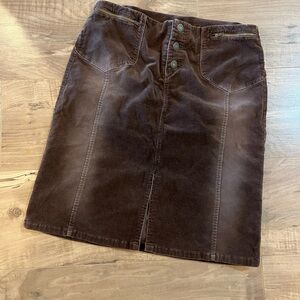 Vintage American Eagle Brown Corduroy Mini Skirt Western Vibe Cute Details Sz 6